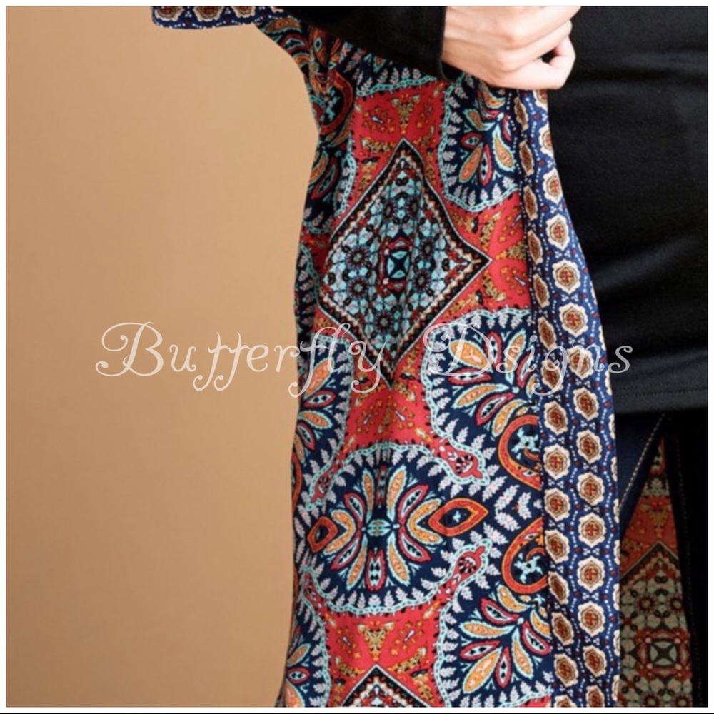 Oddi Plus Quilt Patchwork Print Semi Sheer Kimono - Picture 4 of 8